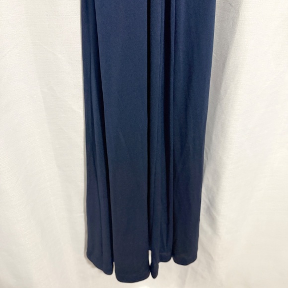 Vintage 1970sNavy Blue Halter Maxi Dress with Faux Turquoise Embelishment Size S - Picture 4 of 8